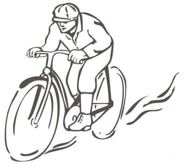 Hand drawn simple picture of man riding a bicycle