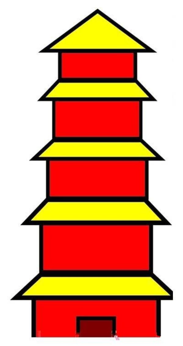 Primary school students' simple picture of color tower