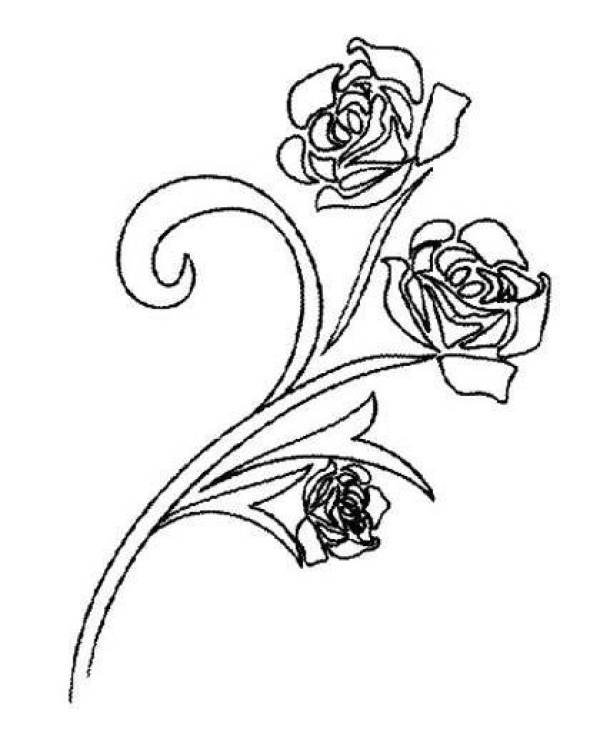 Childrens simple drawing of flowers: three roses