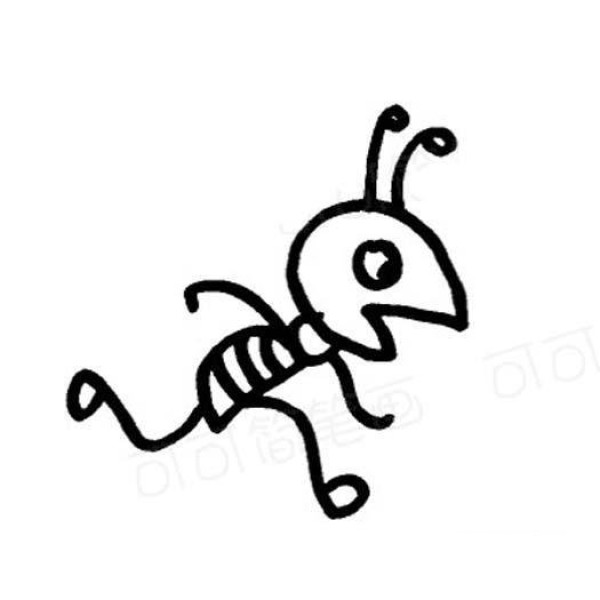 Cartoon ant simple drawing: running little ant