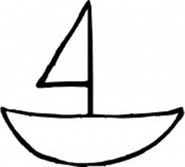 Childrens simple drawing of sailing boat