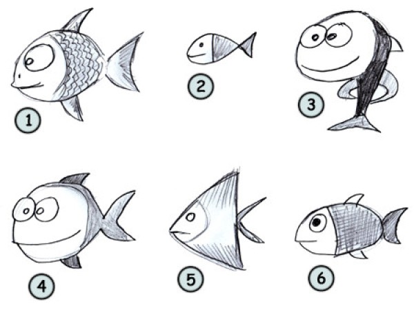 A set of fish simple strokes pictures