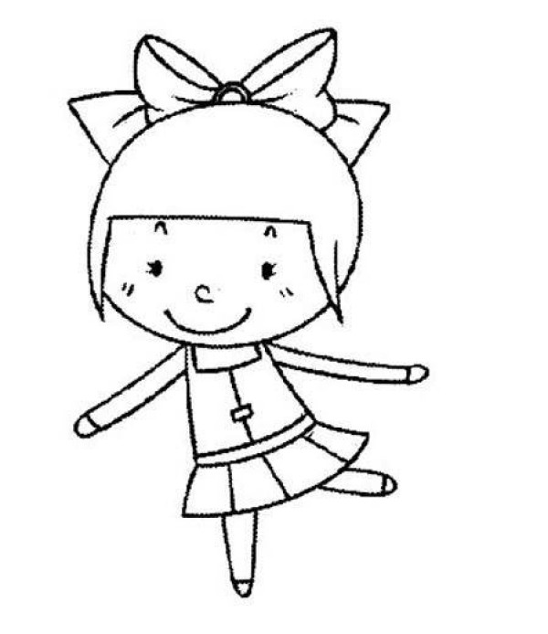 Simple drawing of dancing girl