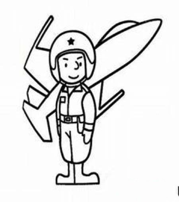 A complete collection of simple drawings for children on Army Day: Air Force Soldiers