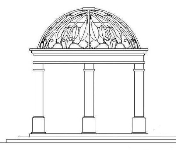 Simple drawing picture of European style pavilion in community