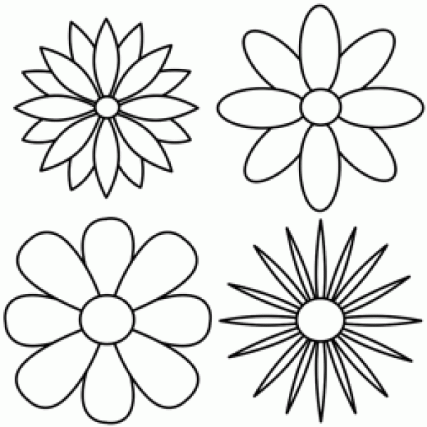 A set of simple drawings of flowers