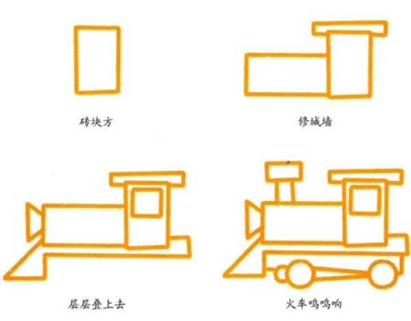 Simple drawing tutorial of locomotive