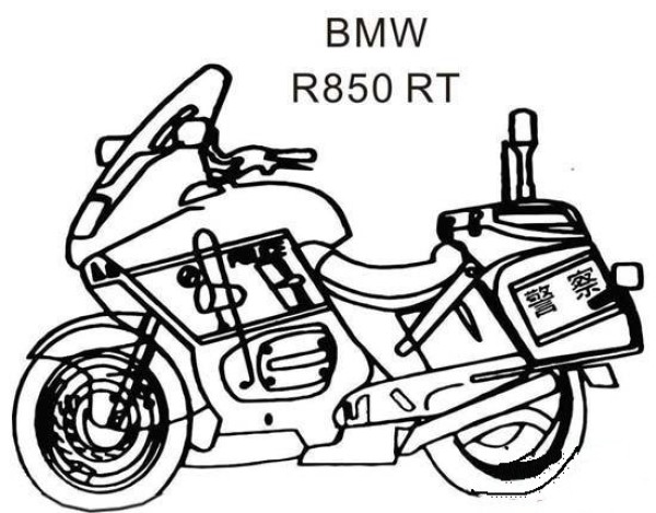 BMW Police Car Motorcycle Simple Drawing Picture