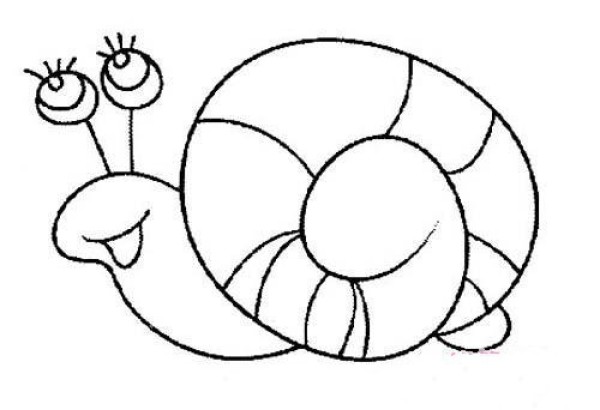 Simple drawing of cute cartoon snail for children