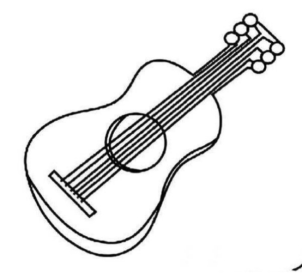 Childrens musical instrument guitar simple drawing picture