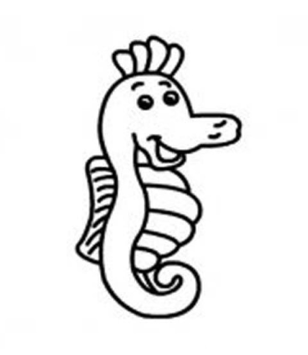 Cartoon seahorse simple strokes picture collection