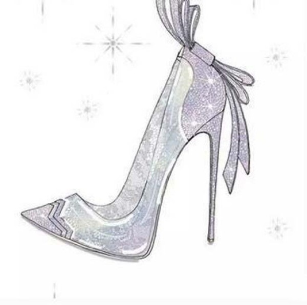 Beautiful princess crystal high heels simple drawing picture collection