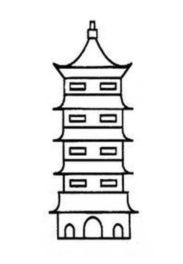 Childrens simple drawing pictures of pagoda