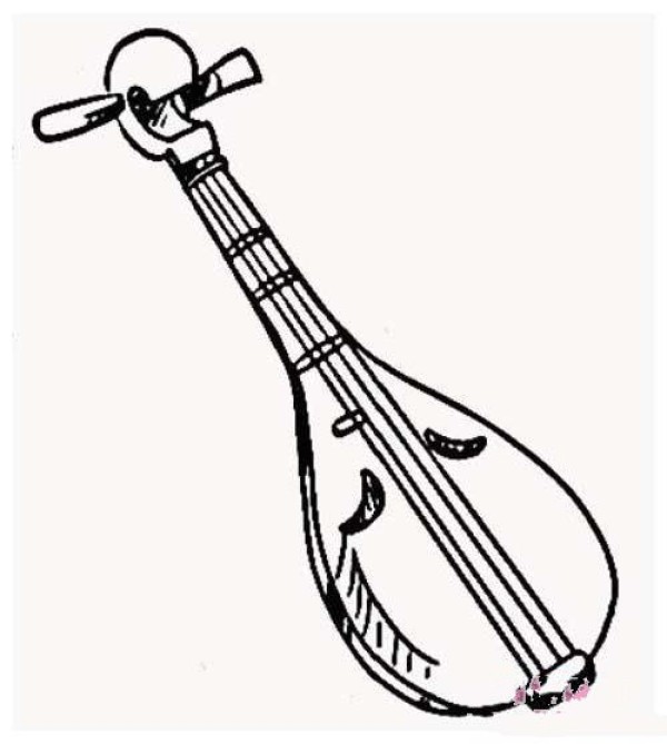 Childrens folk music instrument Pipa simple drawing picture