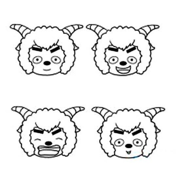 A collection of simple drawing pictures of boiling sheep avatars with various expressions