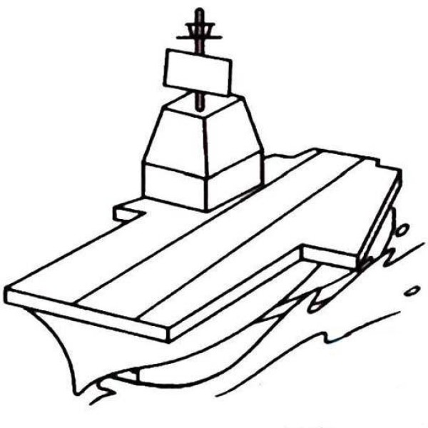 A complete picture collection of simple strokes of aircraft carrier for primary school students