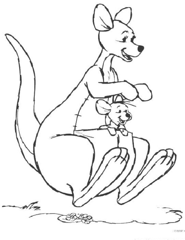 Kangaroo mother and baby simple drawing