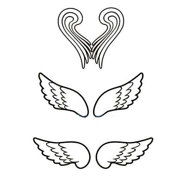 A complete collection of simple drawing pictures of various angel wings