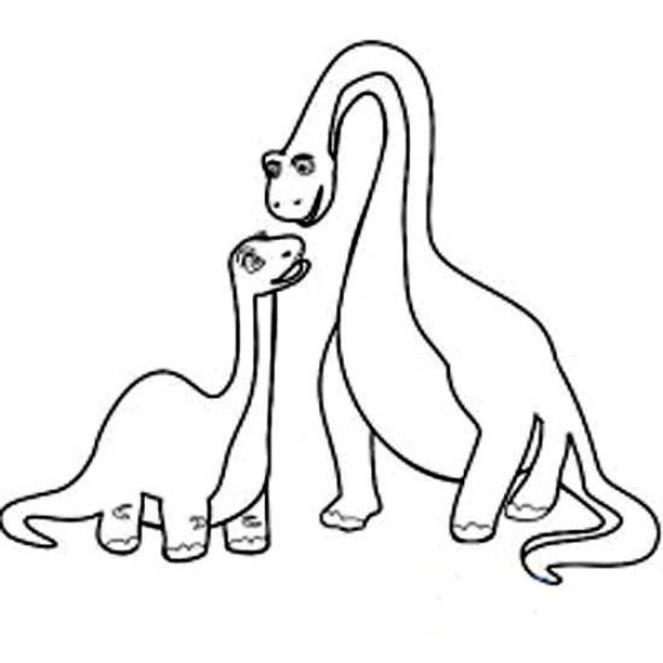 Childrens simple drawing pictures of dinosaurs: a pair of dinosaur mother and son