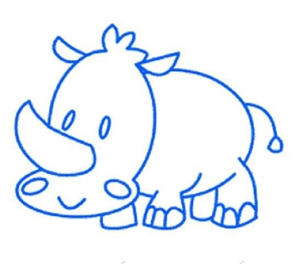 Childrens simple drawing picture of cute little rhino