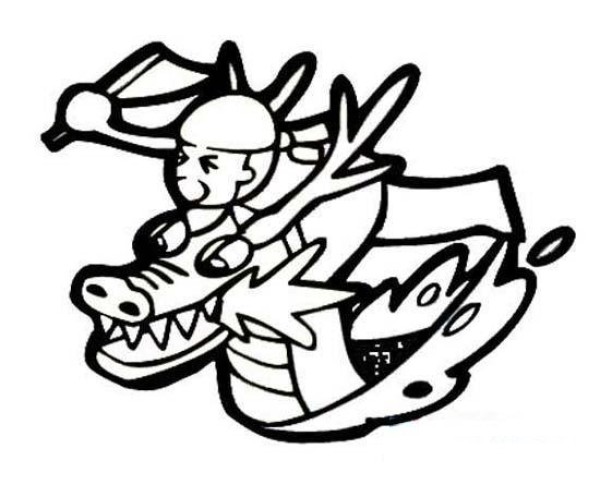 A complete collection of childrens Dragon Boat Festival simple drawings: dragon boat race