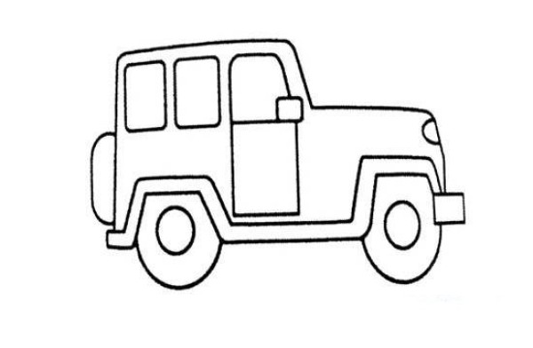 Simple drawing of means of transportation: jeep