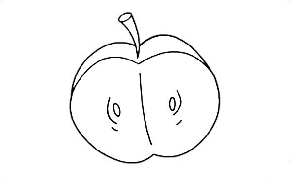 Simple strokes of half an apple