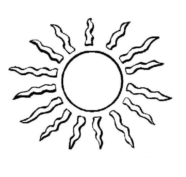 Childrens hand-drawn simple picture of the sun