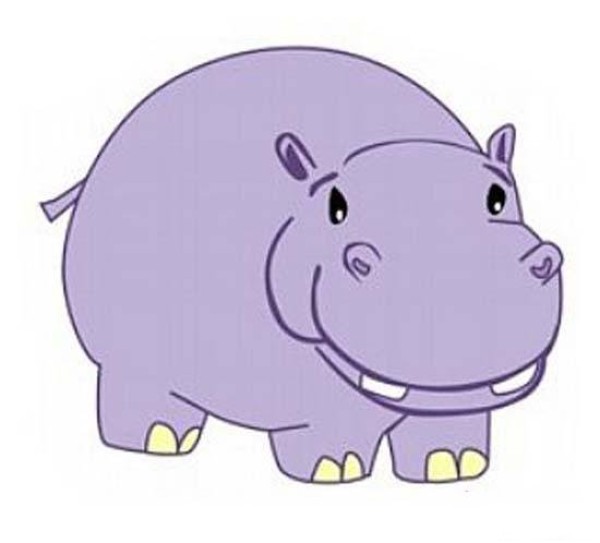 Primary school students color simple pictures of hippopotamuses