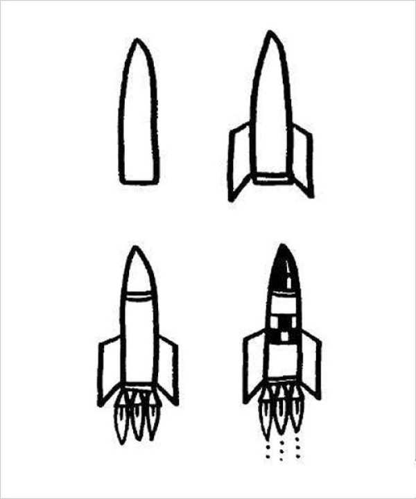 How to Draw a Rocket Simple Drawing