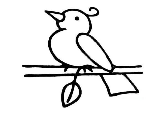 Simple drawing of bird on tree