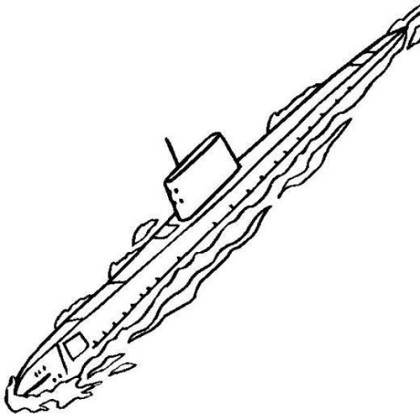 Simple drawing picture of submarine surfacing