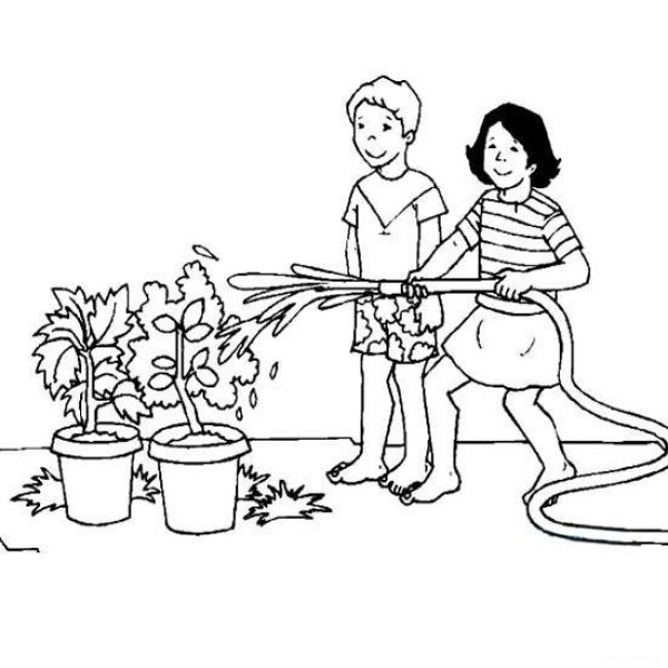 May 1st Labor Day simple drawing pictures for second graders: working in the garden