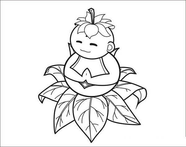 Cartoon ginseng fruit simple drawing