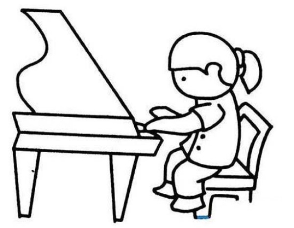 Simple picture of little girl playing piano