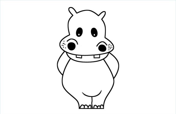 Cute little hippopotamus simple drawing picture