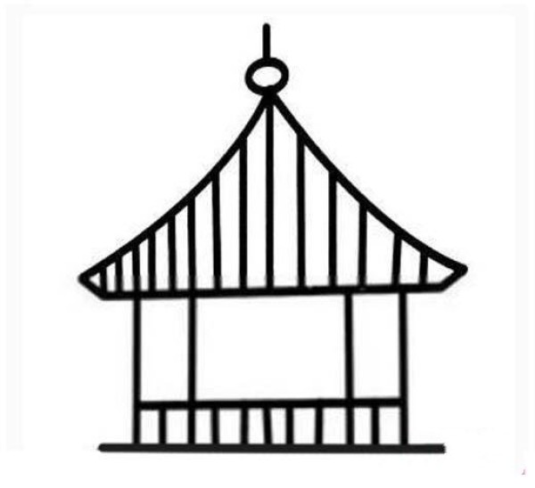 Kindergarten building simple drawing picture: pavilion