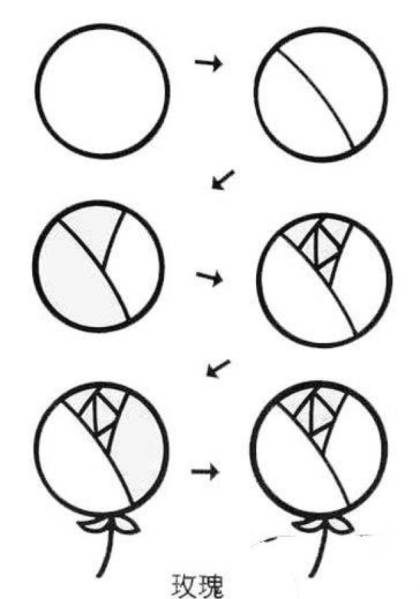 How to draw roses in simple strokes