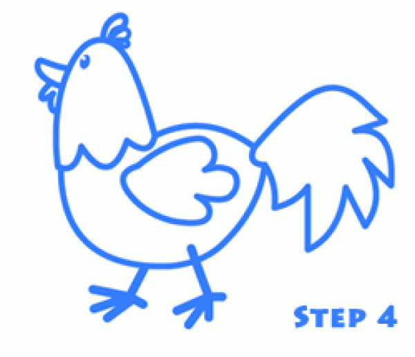 How to draw a little rooster in simple strokes