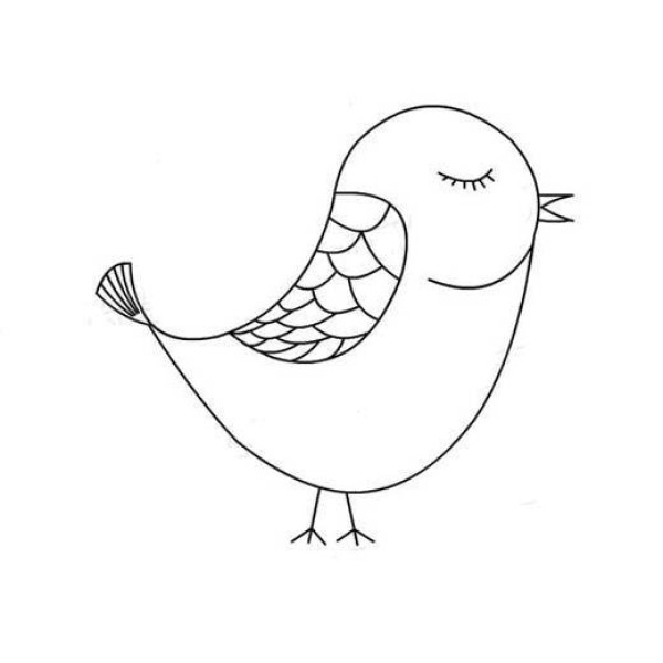 Bird simple drawing: sleeping bird