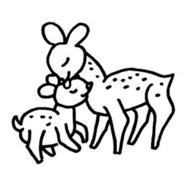 Elementary school students' simple drawings of deer pictures: mother deer and fawn