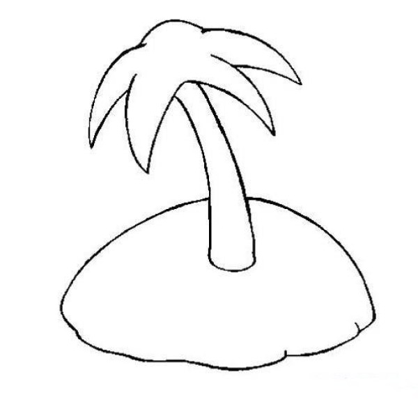 Line drawing coconut tree simple strokes