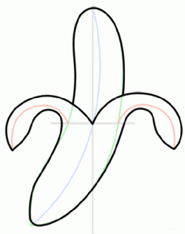 Simple drawing picture of peeled banana