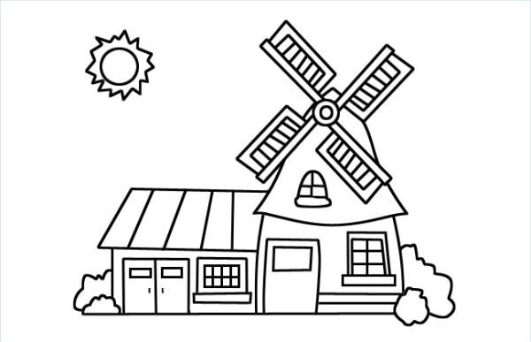 Simple drawing of windmill house