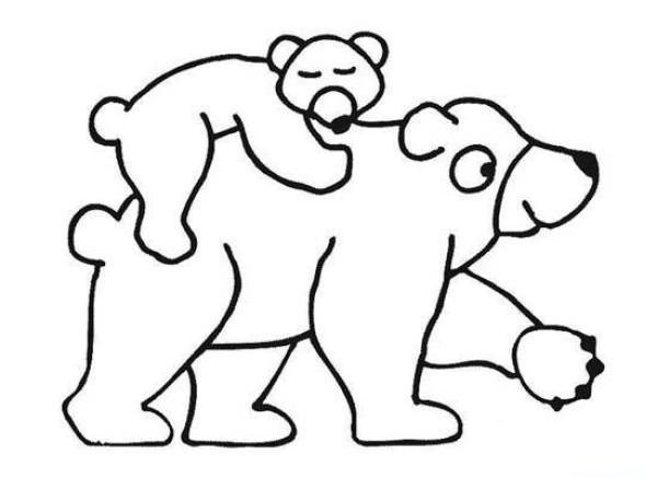 Elementary school students’ simple drawings of bears: mother bear and cubs