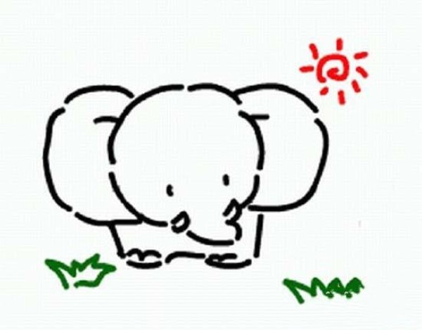 Simple drawing of cute elephant in kindergarten