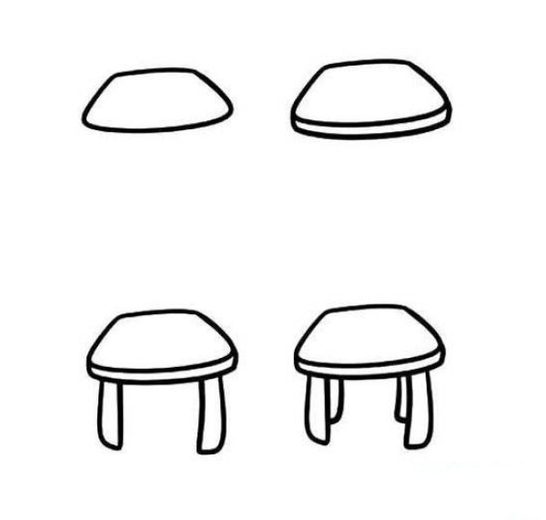 Steps to draw a stool in simple strokes: How to draw a stool