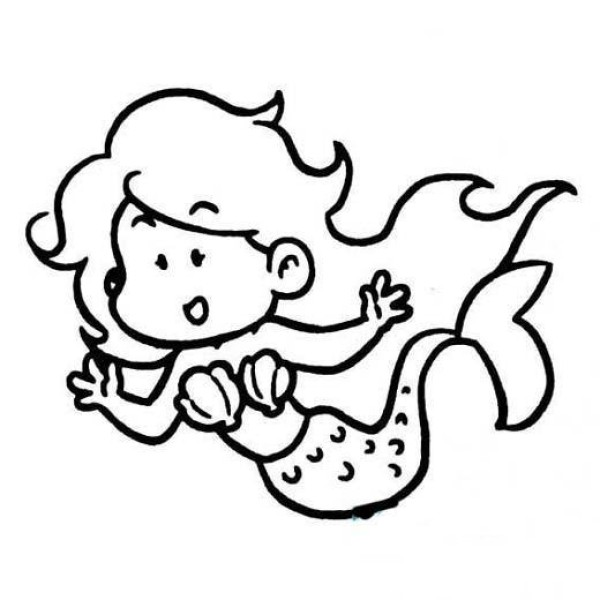 Childrens simple drawing of mermaid