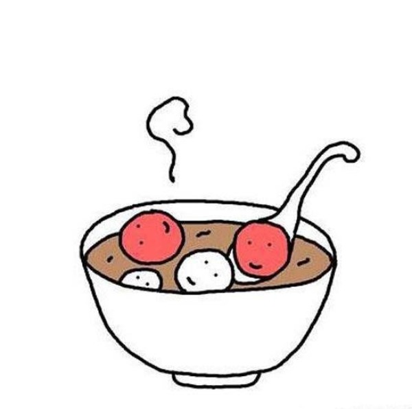 A bowl of winter solstice glutinous rice balls simple drawing picture