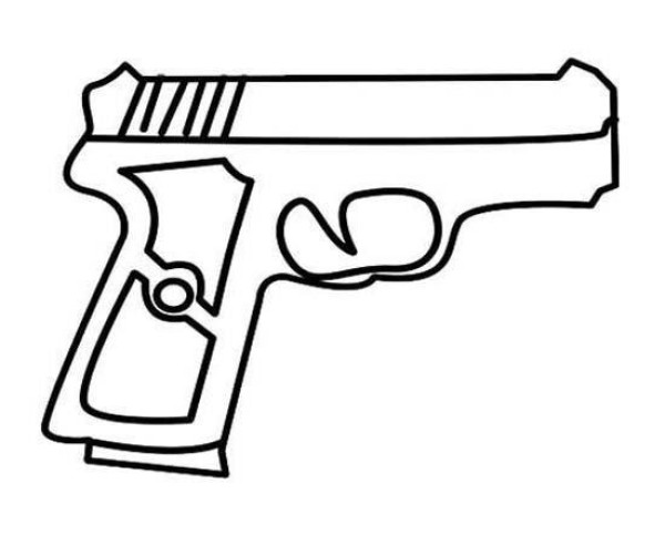 Primary school students' simple drawing pictures of military pistols